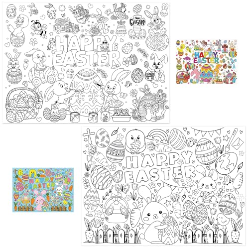 Tischdecke Ausmalen Ostern, 2 Stück Ausmaltischdecke Kinder, Tischdecke Bemalen Ostern, 110 x 80cm, Oster Tischdecke zum Ausmalen für Ostern, Osterparty von XIABYAYU
