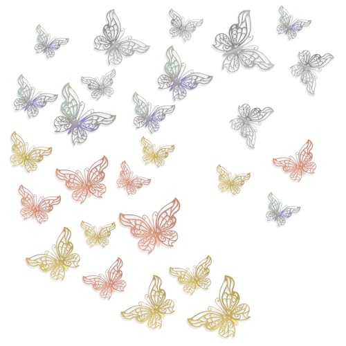 XIACIBDUS 48 Stück 3D Schmetterlinge Deko, Schmetterlinge Wandaufkleber Aufkleber Dekoration, Abnehmbare Wandtattoo für die Wand Wand-Dekor Hochzeit Party Wohnzimmer Kinder-zimmer dekoration von XIACIBDUS