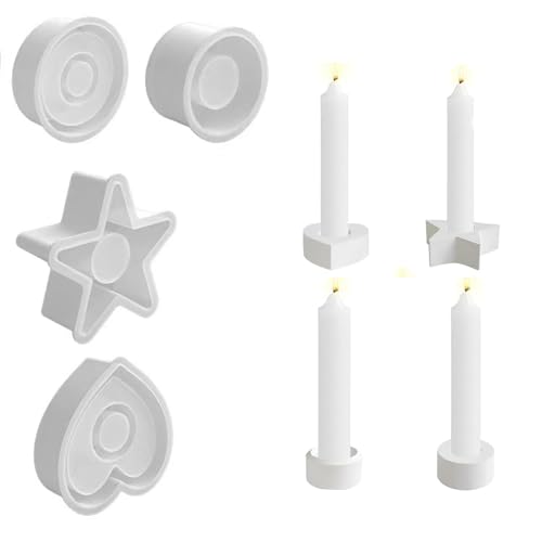 Silikonform Kerzenhalter, 4 Stück Gießform Beton kerzenhalter, 3D Gießform Kerzenhalter DIY Silikon Kerzenformen, Handgemachte Kerzenhalter Formen, für Kunst Wohndekoration von XIAGANO