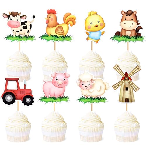 Kuchendekoration mit Bauernhoftieren, 32 PCS Bauernhof Tier Cake Topper, Bauernhof Kuchen Deko und Topper für Bauernhof Thema Party, Kuchen Dekoration Kindergeburtstag Kuchendekoration mit Bauernhoftieren, 32 PCS Bauernhof Tier Cake Topper, Bauernhof Kuchen Deko und Topper für Bauernhof Thema Party, Kuchen Dekoration Kindergeburtstag von XIAGAW