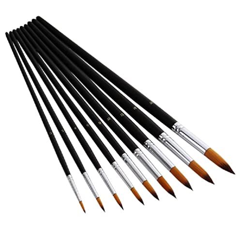 9 x Pinsel-Set, Künstlerpinsel, rund, spitz, schräg, flacher Kopf, für Acrylmalerei, Öl, Aquarell, Brett, Künstlerpinsel, 9-teiliges Pinsel-Set für Acrylmalerei, Öl, Aquarell 9 x Pinsel-Set, Künstlerpinsel, rund, spitz, schräg, flacher Kopf, für Acrylmalerei, Öl, Aquarell, Brett, Künstlerpinsel, 9-teiliges Pinsel-Set für Acrylmalerei, Öl, Aquarell von XIANGBEI