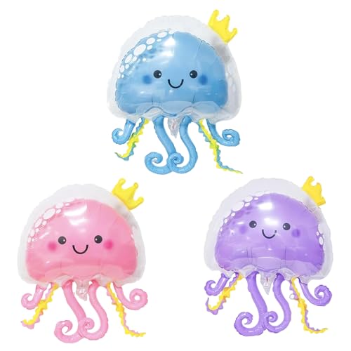 3 Stück Meerestiere Ballons Meerestiere Luftballons Qualle Folienballon Unterwasserwelt Kindergeburtstag Riesenballon für Kinder Geschenk Party Dekoration von XIANGJIEU