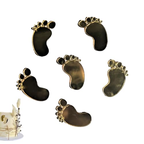 6 Stück Oh Baby Cake Topper Kuchen Topper Babyparty Tortendeko Gold Fußabdrücke für Baby Shower Gender Reveal Partydeko von XIANGJIEU