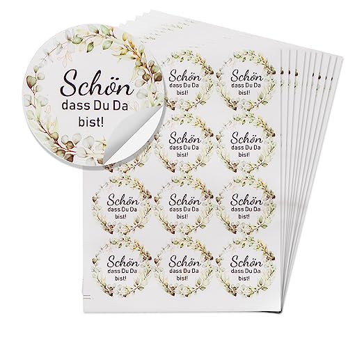 180 Stück Gastgeschenke Hochzeit Aufkleber, 3.8cm Aufkleber Schön dass du da bist, Selbstklebende Eukalyptus Sticker Hochzeit for Geschenkverpackung 180 Stück Gastgeschenke Hochzeit Aufkleber, 3.8cm Aufkleber Schön dass du da bist, Selbstklebende Eukalyptus Sticker Hochzeit for Geschenkverpackung von XIANGLONGY