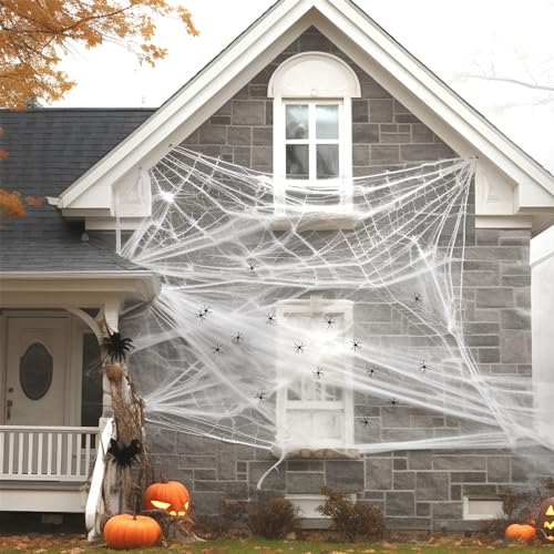 200g Halloween Deko Spinnennetz mit 30 Kleinen Spinnen, Halloween Spinnenweben, Halloween Das Spinnennetz, Hochwertige Baumwollspinnweben für Halloween Deko Outdoor 200g Halloween Deko Spinnennetz mit 30 Kleinen Spinnen, Halloween Spinnenweben, Halloween Das Spinnennetz, Hochwertige Baumwollspinnweben für Halloween Deko Outdoor von XIANGLONGY