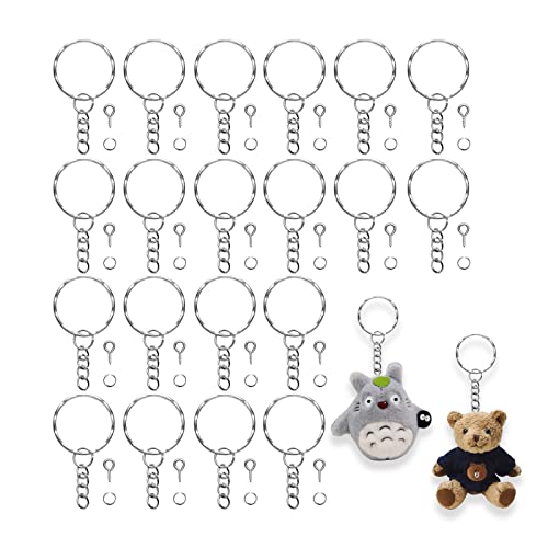 240 Stück Schlüsselring mit Kette, 25mm Schlüsselanhänger Basteln Set, Schlüsselanhänger DIY, Schlüsselanhänger Ringe für Schmuckherstellung, Basteln (80 Sätze) von XIANGLONGY