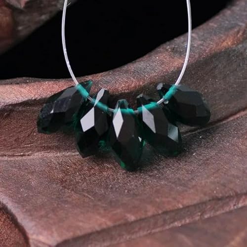 Vergoldetes, tropfenförmiges, facettiertes Kristallglas, 6 mm, 8 mm, 10 mm, oben gebohrt, Anhänger, Tropfen, lose Perlen für Schmuckherstellung, DIY, Pfauengrün, 8 x 16 mm, 20 Stück Vergoldetes, tropfenförmiges, facettiertes Kristallglas, 6 mm, 8 mm, 10 mm, oben gebohrt, Anhänger, Tropfen, lose Perlen für Schmuckherstellung, DIY, Pfauengrün, 8 x 16 mm, 20 Stück von XIANGN