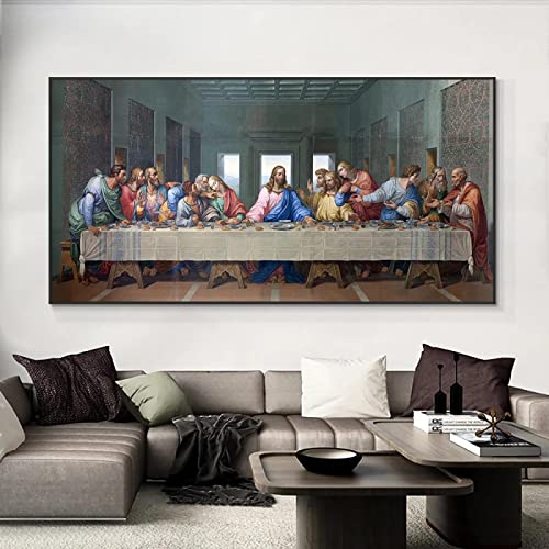 Das letzte Abendmahl von Leonardo Da Vinci Berühmte Leinwand Gemälde Poster und Drucke Wandbilder für Wohnzimmer Wohnkultur 70x140cm(28''x55') Innenrahmen von XIANGPEIFBH