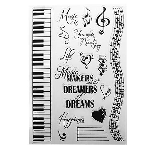 XIANJUN Silikonstempel, Musik Träume Silicon Clear Stamp Musical Note Klavier transparenter Seal Stempel DIY Journaling Planer Verzierungen von Fogun