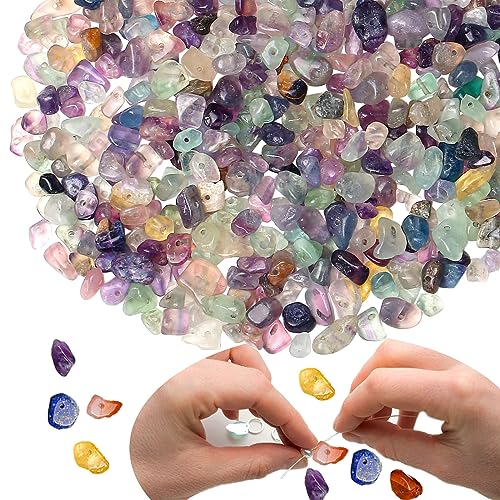 XIANNVXI Fluorit 400pcs Perlen zum Auffädeln Kristalle Perlen Kristall Steine Perlen für Armbänder Ketten Ohrringe Schmuck Machen Crafting Natürlichen Unregelmäßige Gebohrt DIY Edelsteine 5-8mm von XIANNVXI