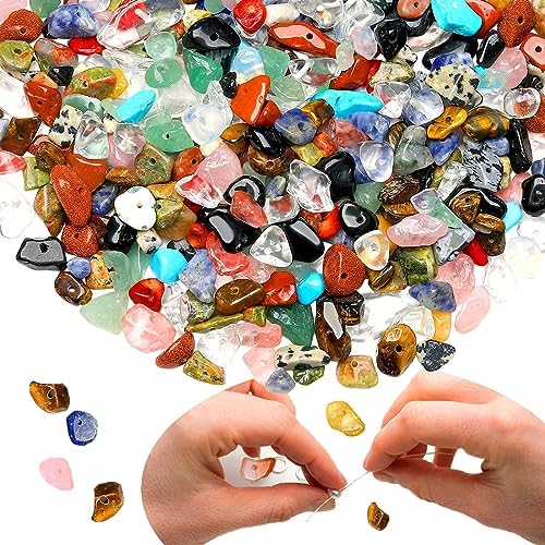 XIANNVXI Multicolor 400pcs Perlen zum Auffädeln Kristalle Perlen Kristall Steine Perlen für Armbänder Ketten Ohrringe Schmuck Machen Crafting Natürlichen Unregelmäßige Gebohrt DIY Edelsteine 5-8mm von XIANNVXI