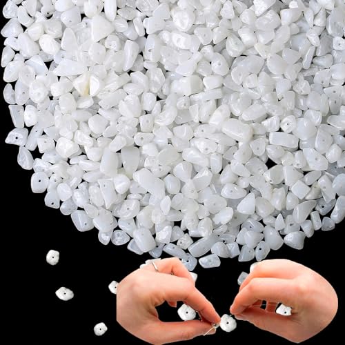 XIANNVXI 400pcs Weiße Jade Perlen zum Auffädeln Kristalle Perlen Naturstein Perlen für Armbänder Ketten Machen Crafting Unregelmäßige Edelsteine Gebohrt DIY Schmuck 5-8mm XIANNVXI 400pcs Weiße Jade Perlen zum Auffädeln Kristalle Perlen Naturstein Perlen für Armbänder Ketten Machen Crafting Unregelmäßige Edelsteine Gebohrt DIY Schmuck 5-8mm von XIANNVXI