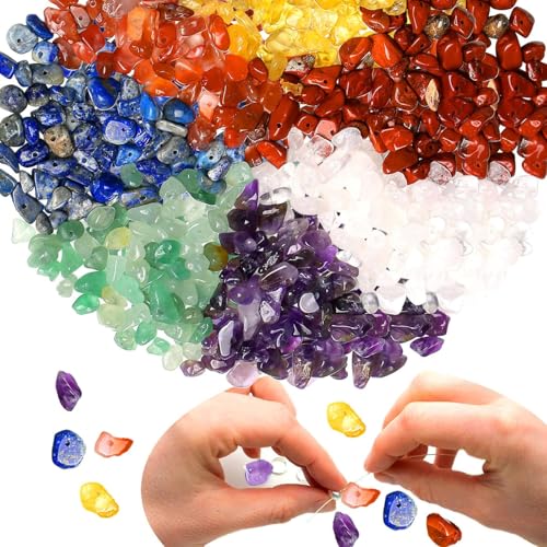 XIANNVXI 7 Chakra 400pcs Perlen zum Auffädeln Kristalle Perlen Kristall Steine Perlen für Armbänder Ketten Ohrringe Schmuck Machen Crafting Natürlichen Unregelmäßige Gebohrt DIY Edelsteine 5-8mm von XIANNVXI