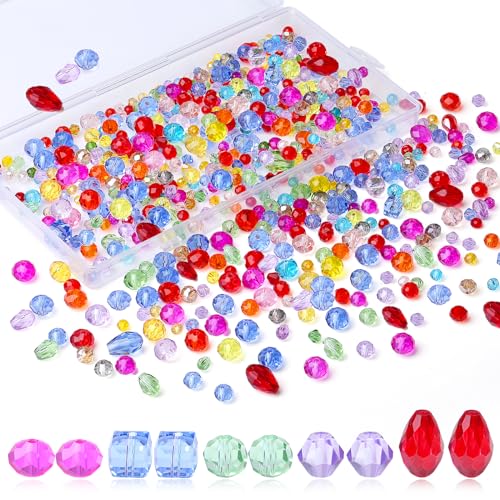 XIANNVXI 800 Stück Glasperlen zum Auffädeln, Bastelperlen Set 4/6/8 mm Bunte Perlen zum Auffädeln, Glitzer Glasperlen für Armbänder Ohrringe Basteln DIY Schmuckherstellung (Gemischte Farbe Perlen) von XIANNVXI