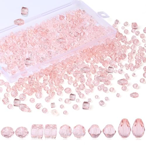 XIANNVXI Rosa Glasperlen zum Auffädeln, Bastelperlen Set 4/6/8 mm, 800 Stück Glitzer Perlen für Armbänder Ohrringe Basteln DIY Schmuckherstellung von XIANNVXI