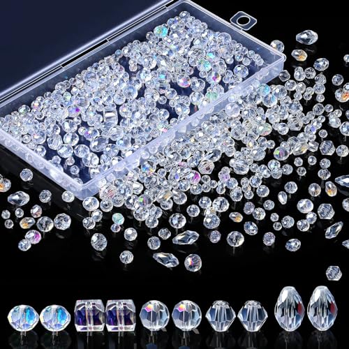 XIANNVXI 800pcs AB Glasperlen 4/6/8 mm facettierte gemischte Perlen für Schmuckherstellung, Handwerk, dekorative Projekte XIANNVXI 800pcs AB Glasperlen 4/6/8 mm facettierte gemischte Perlen für Schmuckherstellung, Handwerk, dekorative Projekte von XIANNVXI