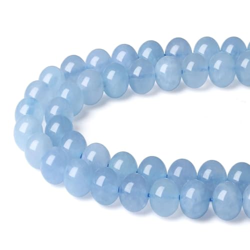 XIANNVXI 8mm Naturstein Aquamarin Perlen zum Auffädeln mit Loch Runde Kristalle Edelsteine zum Auffädeln Perlen für Armbänder Ketten DIY Schmuck Basteln (ca. 47 Stück) von XIANNVXI