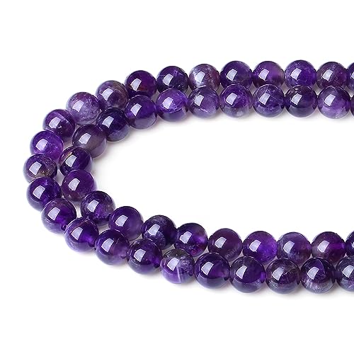 XIANNVXI 8mm Naturstein Lila Perlen zum Auffädeln mit Loch Runde Amethyst Kristalle Edelsteine zum Auffädeln Perlen für Armbänder Ketten DIY Schmuck Basteln (ca. 47 Stück) von XIANNVXI