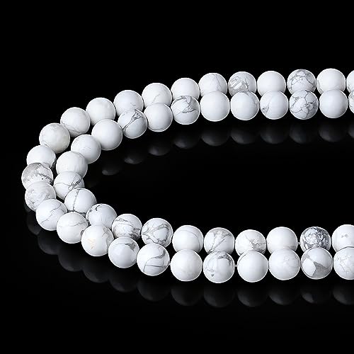 XIANNVXI 8mm Naturstein Perlen zum Auffädeln mit Loch Runde Kristalle Edelsteine zum Auffädeln Weiß Türkis Perlen für Armbänder Ketten DIY Schmuck Basteln (ca. 47 Stück) von XIANNVXI