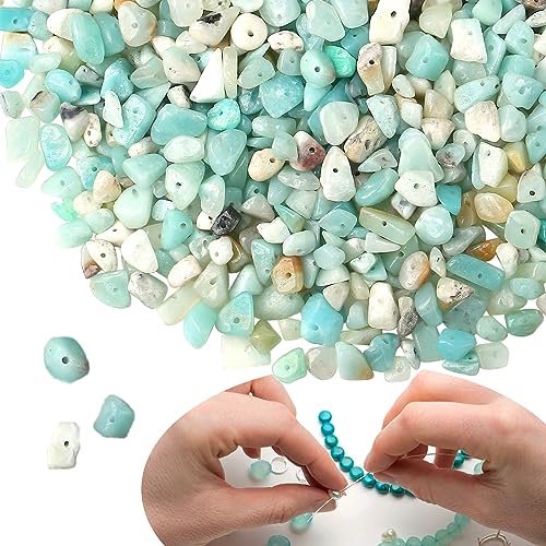 XIANNVXI Amazonit 400pcs Perlen zum Auffädeln Kristalle Perlen Kristall Steine Perlen für Armbänder Ketten Ohrringe Schmuck Machen Crafting Natürlichen Unregelmäßige Gebohrt DIY Edelsteine 5-8mm von XIANNVXI