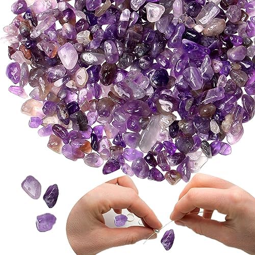 XIANNVXI Amethyst 400pcs Perlen zum Auffädeln Kristalle Perlen Kristall Steine Perlen für Armbänder Ketten Ohrringe Schmuck Machen Crafting Natürlichen Unregelmäßige Gebohrt DIY Edelsteine 5-8mm von XIANNVXI