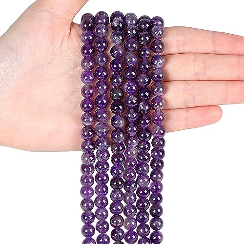 XIANNVXI ca.94 Stück 8mm Amethyst Perlen Stein Rund Edelsteine Perlen Steine Natürliche Kristalle Lila Perlen Purple Beads DIY Set Armbänder Halskette Schmuckherstellung von XIANNVXI