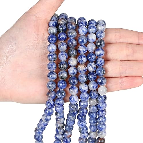 XIANNVXI ca.94 Stück 8mm Kristalle Edelsteine Perlen Blauweißer Sodalith Perlen zum Auffädeln Natürliche Blau-Weiß Rund Perlen Steine DIY Beads Set Schmuck Herstellung von XIANNVXI