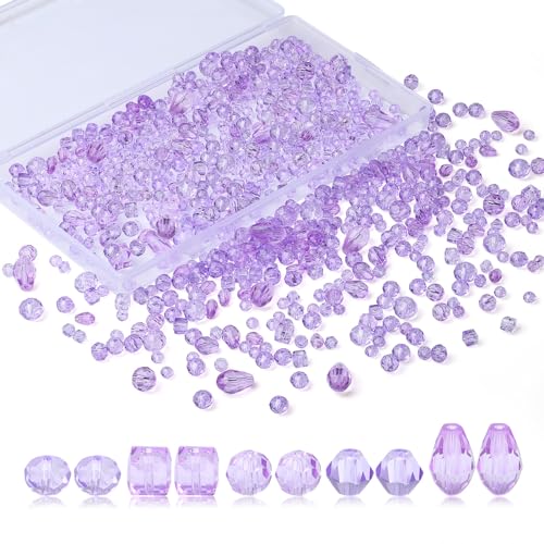 XIANNVXI Facettierte Kristallperlen zum Basteln, 4/6/8 mm, violette Perlen, Glasperlen für Vasen, Glasperlen für Armbandherstellung zur Schmuckherstellung, 800 Stück von XIANNVXI