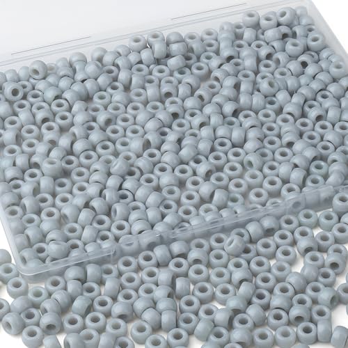 XIANNVXI Graue Pony-Perlen, 9 mm, Pony-Perlen für Armbänder, graue Perlen, Großpackung für Zöpfe, Basteln, Freundschaftsketten, 500 Stück von XIANNVXI