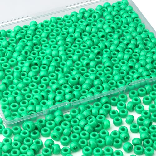 XIANNVXI Grüne Pony-Perlen, 9 mm, hellgrün, Pony-Perlen für Armbänder, Haarperlen, Großpackung für Zöpfe, Basteln, Freundschaftsketten, 500 Stück von XIANNVXI