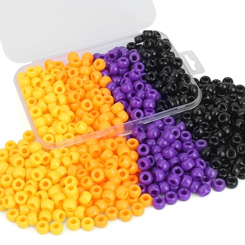 XIANNVXI Halloween-Pony-Perlen, 500 Stück, 9 mm, schwarz, orange, lila, Pony-Perlen für Armbänder, Haarzöpfe, Basteln, Freundschaftsketten XIANNVXI Halloween-Pony-Perlen, 500 Stück, 9 mm, schwarz, orange, lila, Pony-Perlen für Armbänder, Haarzöpfe, Basteln, Freundschaftsketten von XIANNVXI