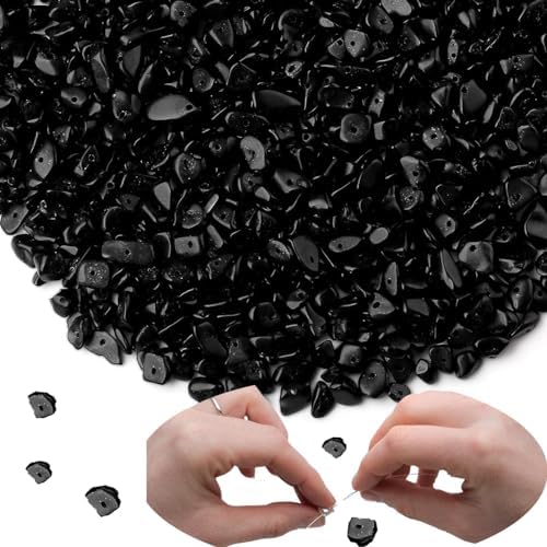 XIANNVXI Obsidian 400pcs Perlen zum Auffädeln Kristalle Perlen Kristall Steine Perlen für Armbänder Ketten Ohrringe Schmuck Machen Crafting Natürlichen Unregelmäßige Gebohrt DIY Edelsteine 5-8mm von XIANNVXI