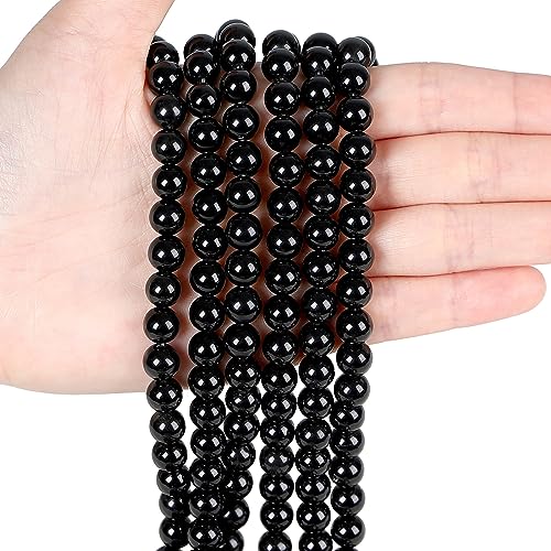 XIANNVXI ca.94 Stück 8mm Natürliche Obsidian Perlen Schwarzer Perlen für Armbänder Rund Edelsteine Steine Kristalle DIY Beads Set Perlen Armband Selbst Machen Schmuck Herstellung von XIANNVXI