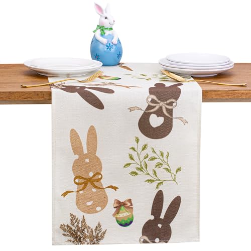 XIANNVXI Osterhase Tischläufer Ostern Kaninchen Eier Tischdecke Leinen Tischläufer Abwaschbar Osterdeko für esstisch 33x183cm XIANNVXI Osterhase Tischläufer Ostern Kaninchen Eier Tischdecke Leinen Tischläufer Abwaschbar Osterdeko für esstisch 33x183cm von XIANNVXI