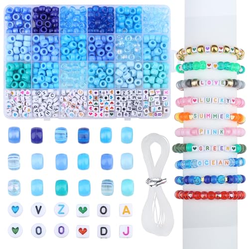 XIANNVXI Pony-Perlen für Armband, Freundschaft, Kandi, Blau, Pony-Perlen-Set, Armbandherstellungs-Set für Schmuck, Bastelarbeiten, 24 Farben XIANNVXI Pony-Perlen für Armband, Freundschaft, Kandi, Blau, Pony-Perlen-Set, Armbandherstellungs-Set für Schmuck, Bastelarbeiten, 24 Farben von XIANNVXI