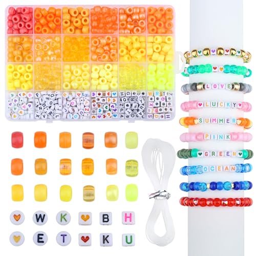 XIANNVXI Pony-Perlen für Armband, Freundschaft, Kandi, Gelb, Pony-Perlen-Set, Armbandherstellungs-Set für Schmuck, Basteln, 24 Farben XIANNVXI Pony-Perlen für Armband, Freundschaft, Kandi, Gelb, Pony-Perlen-Set, Armbandherstellungs-Set für Schmuck, Basteln, 24 Farben von XIANNVXI