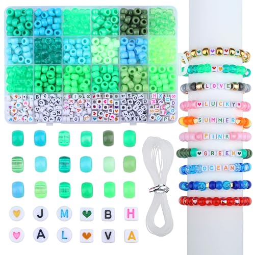 XIANNVXI Pony-Perlen für Armband, Freundschaft, Kandi, Grün, Pony-Perlen-Set, Armbandherstellungs-Set für Schmuck, Basteln, 24 Farben XIANNVXI Pony-Perlen für Armband, Freundschaft, Kandi, Grün, Pony-Perlen-Set, Armbandherstellungs-Set für Schmuck, Basteln, 24 Farben von XIANNVXI