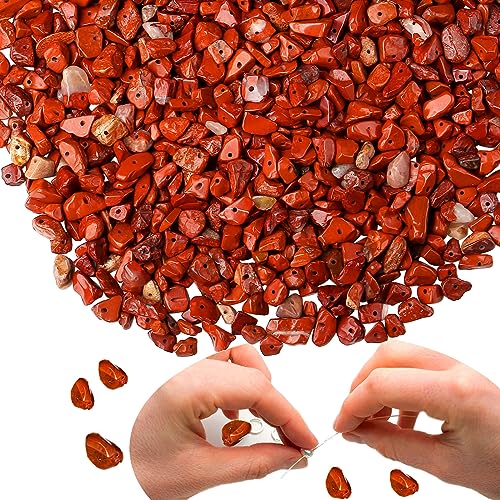 XIANNVXI 400pcs Kristalle Perlen zum Auffädeln Red Jasper Perlen Kristall Steine Perlen für Armbänder Ketten Ohrringe Schmuck Machen Crafting Natürlichen Unregelmäßige Gebohrt DIY Edelsteine 5-8mm von XIANNVXI