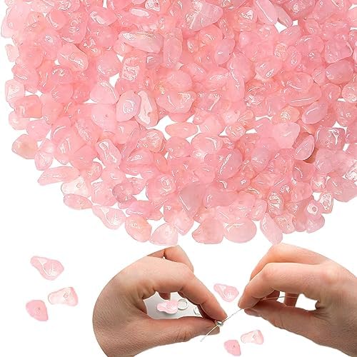 XIANNVXI Rosenquarz 400pcs Perlen zum Auffädeln Kristalle Perlen Kristall Steine Perlen für Armbänder Ketten Ohrringe Schmuck Machen Crafting Natürlichen Unregelmäßige Gebohrt DIY Edelsteine 5-8mm von XIANNVXI