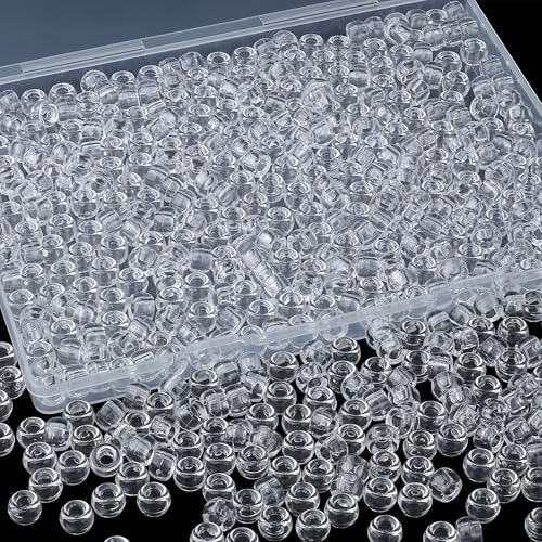 XIANNVXI Transparente Pony-Perlen, 9 mm, für Armbänder, weiße Perlen, Großpackung für Zöpfe, Basteln, Freundschaftsketten, 500 Stück von XIANNVXI