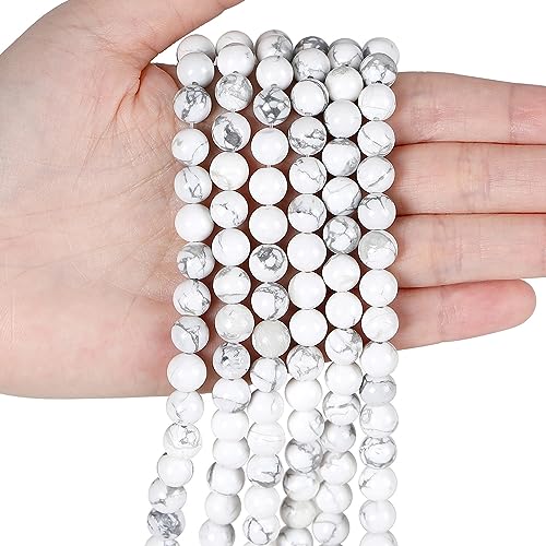 XIANNVXI ca.94 Stück 8mm Natürliche Edelsteine Perlen für Armbänder Weißer Türkis Rund Kristalle Perlen Steine DIY Beads Set Perlen Ketten Ohrringe Machen Crafting Herstellung von XIANNVXI