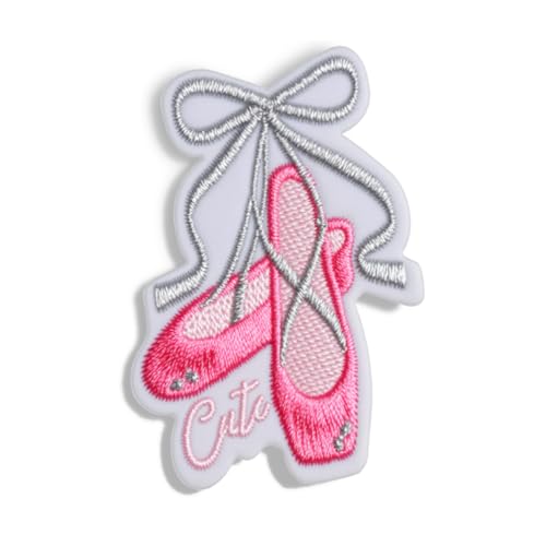10 x rosa Ballettschuhe, Tanzaufnäher, selbstklebend, bestickt, dekorative Flicken zum Abdecken von Löchern, Stofftaschen, Abzeichen, Kissen, T-Shirt, Tasse, Hut, Handyhülle, für Kleidung von XIANZHONG