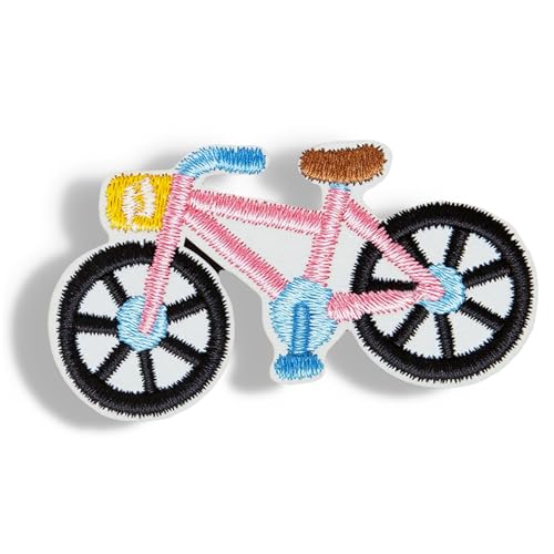 10 x rosa Fahrradflicken mit selbstklebenden Applikationen, bestickt, Retro-Fahrrad-Aufnäher zur Dekoration, zum Aufnähen auf Kleidung für Taschen, T-Shirts, Tassen, Hüte, Handyhüllen von XIANZHONG