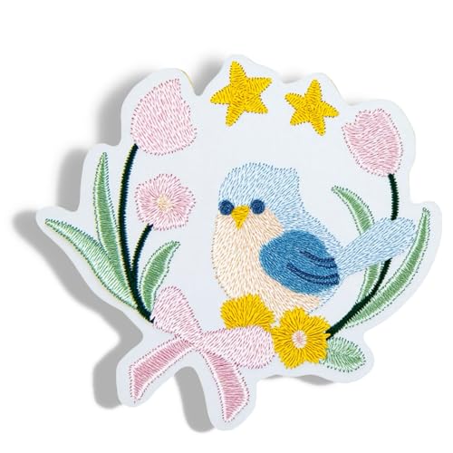 7 Stück rosa selbstklebende bestickte dekorative Flicken zum Abdecken von Löchern Vogel auf Girlande für Daunenzelt Kleidung Taschen Kissen für Kleidung von XIANZHONG