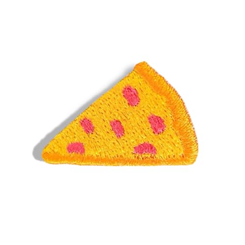 Bestickte Pizza-Aufnäher, selbstklebend, für Dekoration, zum Aufnähen, für Kleidung, Applikationen für Taschen, T-Shirts, Tassen, Hüte, Handyhüllen, Gelb, 7 Stück von XIANZHONG