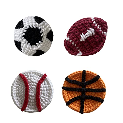 Handgemachte Häkeln Fußball Baseball Basketball Fußball Stricken DIY Patches Aufnäher Kleidung Kleid Nähzubehör 4 Stück von XIANZHONG