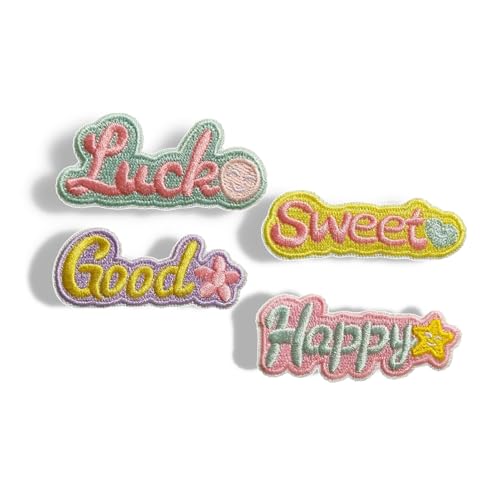 Selbstklebende Aufnäher, Motiv: Good Luck Sweet Happy, bestickt, zum Aufnähen, für Kleidung, Taschen, T-Shirts, Tassen, Hüte, Handyhüllen, 8 Stück von XIANZHONG