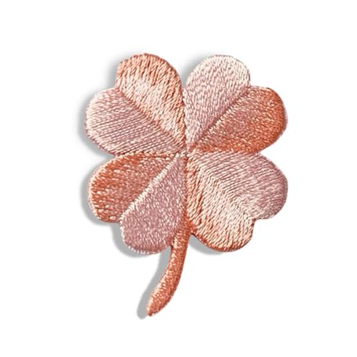 Selbstklebende Flicken mit vierblättrigem Kleeblatt, bestickt, dekorative Flicken für Daunenjacke, Zelt, Kleidung, Taschen, Abzeichen, Kissen, T-Shirt, Tasse, Hut, Handyhülle, Rosa, 5 Stück von XIANZHONG