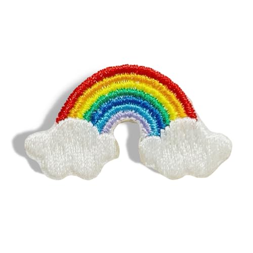 Selbstklebende Regenbogen-Aufnäher, bestickt, dekorative Flicken zum Abdecken von Löchern, Stoff für Daunenjacke, Zelt, Kleidung, Taschen, Abzeichen, Kissen, T-Shirt, Tasse, Hut, Handyhülle, Kleidung von XIANZHONG