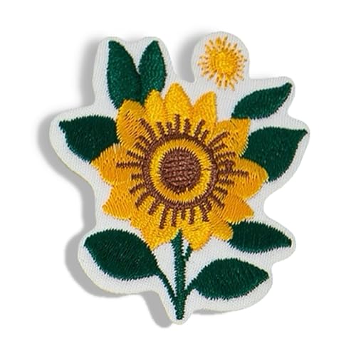 Sonnenblumen-Aufnäher, bestickt, selbstklebend, zum Abdecken von Löchern, Dekoration, Aufnähen, Kleidung, Applikationen für Taschen, T-Shirts, Tassen, Hüte, Handyhüllen, 7 Stück von XIANZHONG